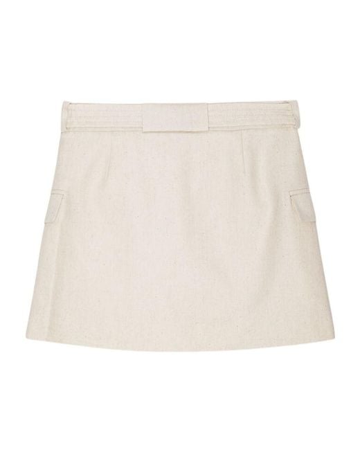 Ganni Natural Cotton Melange Mini Skirt