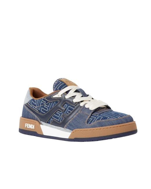Fendi Blue Match Low-Top Sneakers for men