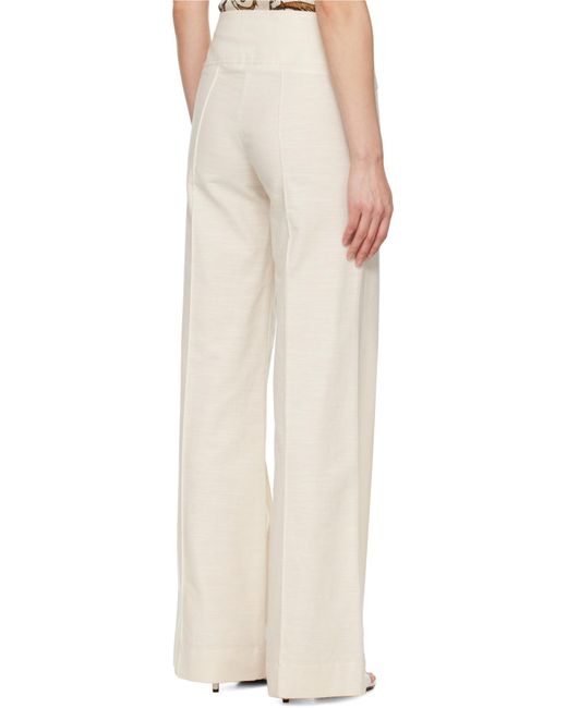 Versace Jeans White Couture Baroque Buckle Pants