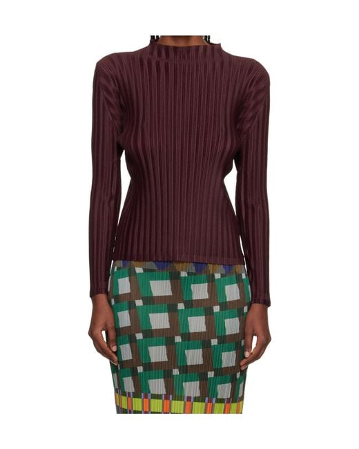 Pleats Please Issey Miyake Purple Rib Pleats January Knitwear