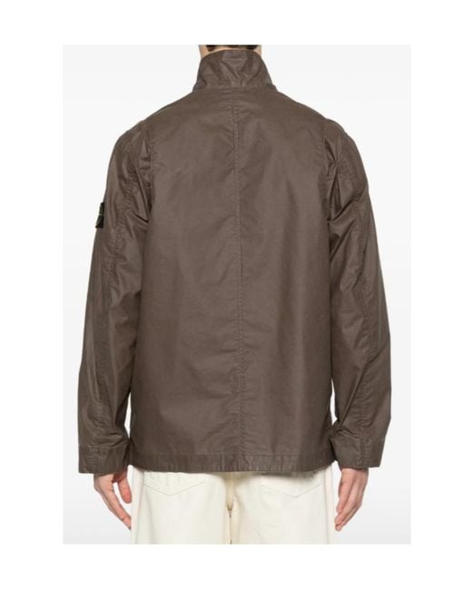 Stone Island Brown Stand-Up Collar Casual Jacket for men