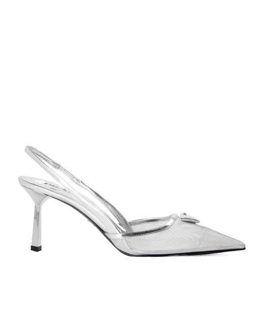 Prada White Mirror Pointed Slingback Pumps