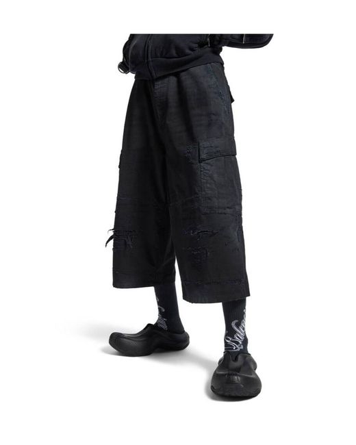 Balenciaga Blue Cropped Cargo Pants for men