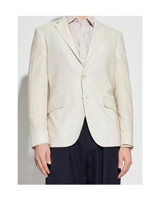 Etro White Striped Single-Breasted Blazer for men