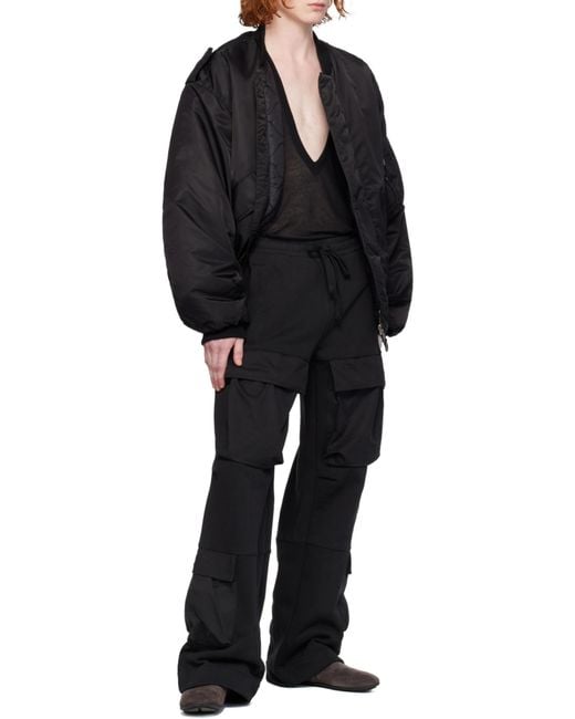 Entire studios Black Utility Wide-Leg Cargo Track Trousers for men