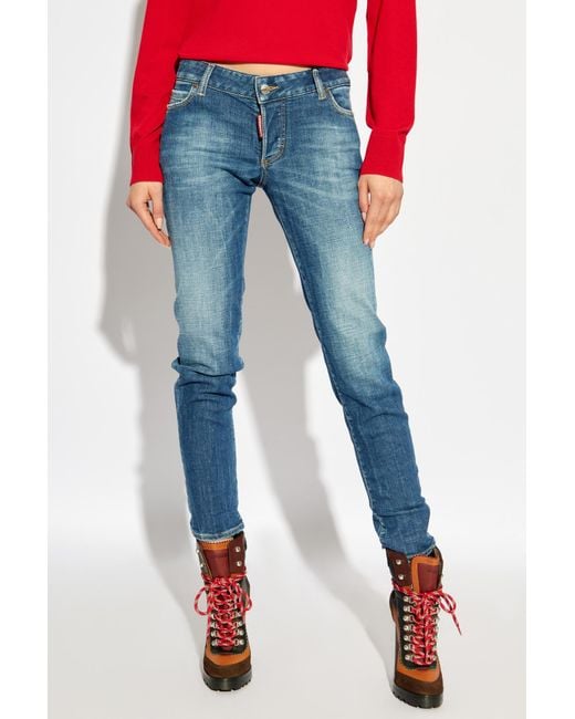 DSquared² Blue Logo Patch Skinny Jeans