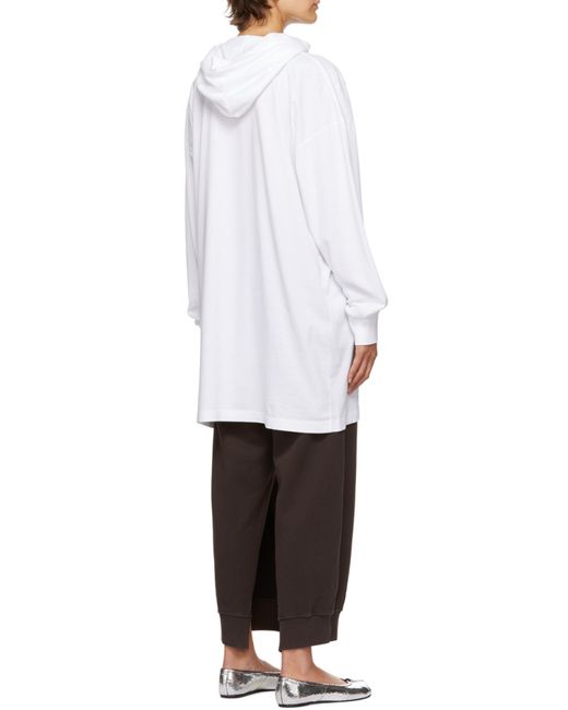 MM6 by Maison Margiela White Logo-Print Hooded Dress