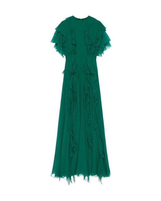 Givenchy Green Long Ruffled Dress