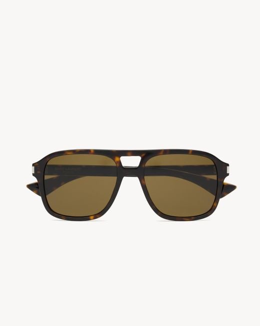 Saint Laurent Metallic Sl 881 Tortoiseshell-Effect Pilot-Frame Sunglasses for men