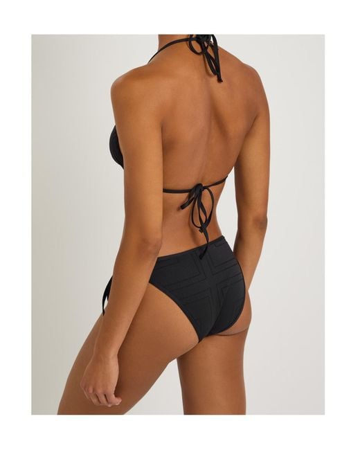 Totême Black Monogram Pointelle Bikini Top
