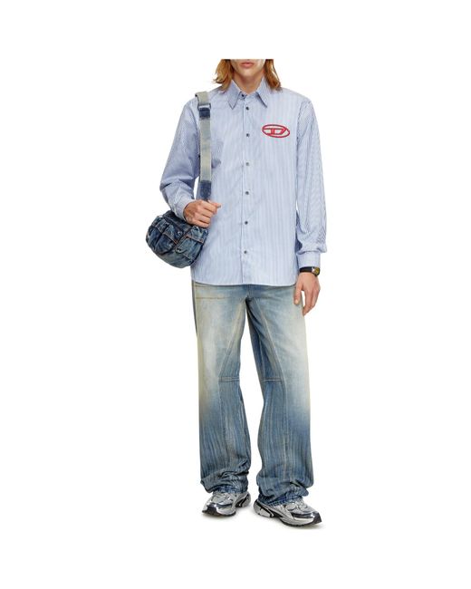 DIESEL Blue S-Simply-E Striped Long-Sleeved Shirt for men