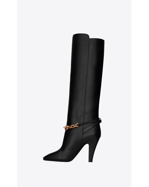 Saint Laurent Black Le Mailon Chain-Detailed Boots