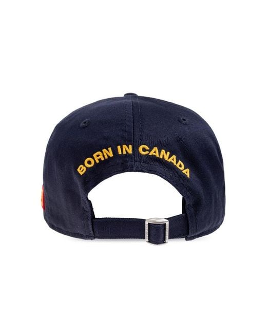 DSquared² Blue Logo Patch Distressed Baseball Cap for men