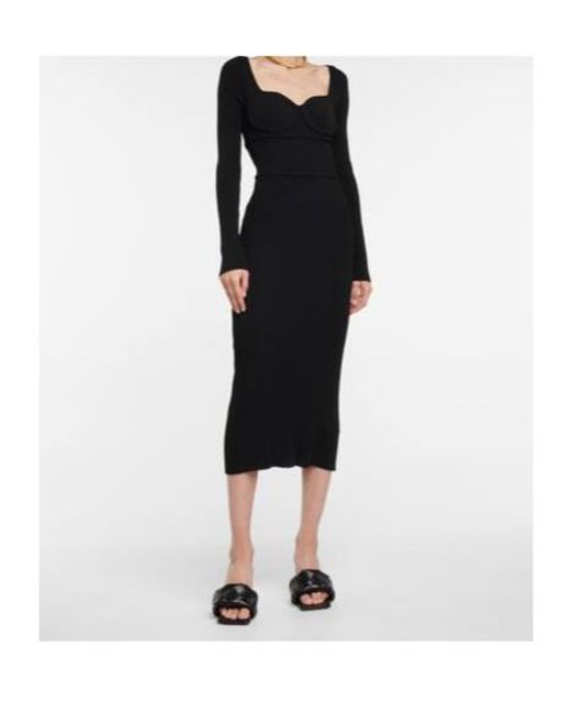 Altuzarra Black Louisa Ribbed-Knit Midi Dress