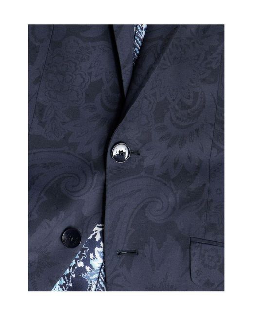 Etro Blue Single Breasted Long Sleeved Blazer for men