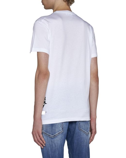 DSquared² White Logo-Printed Crewneck T-Shirt for men