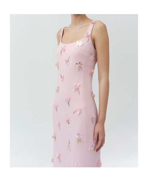 Jonathan Simkhai Pink Briella Floral-Appliqué Gown