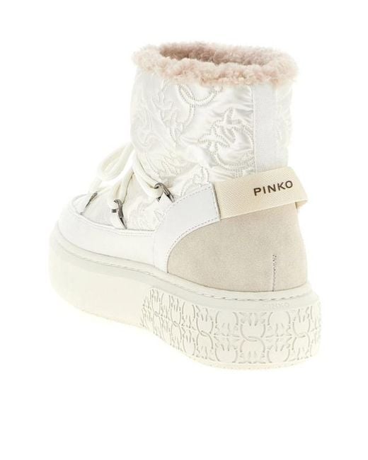 Pinko Natural Round Toe Quilted Ankle Boots