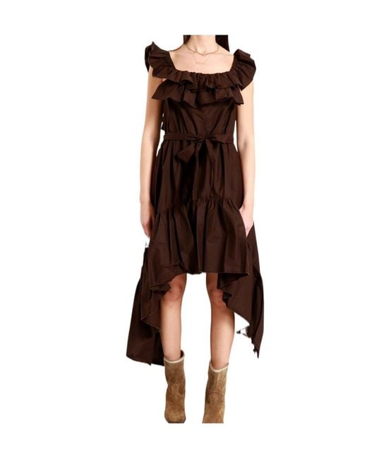 Aniye By Brown Ruffled Dress