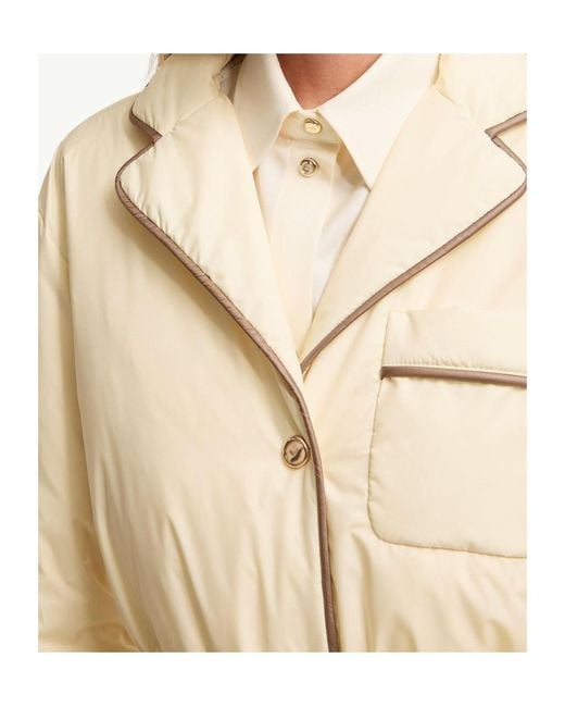 Moncler Natural Tieche Belted Mid-Length Down Jacket