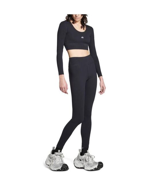 Balenciaga Blue Activewear Logo Printed Leggings