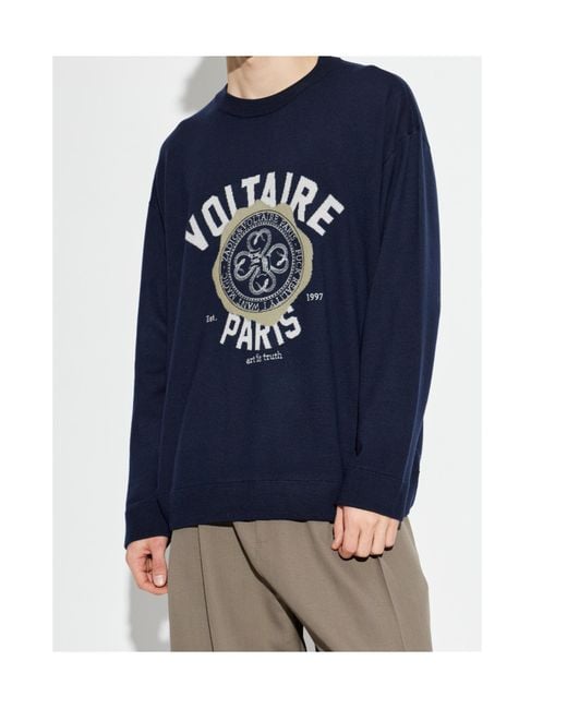 Zadig & Voltaire Blue Round-Neck Knitwear for men