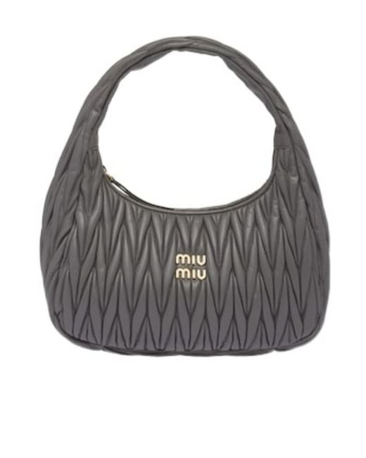 Miu Miu Gray Wander Quilted Shoulder Bag