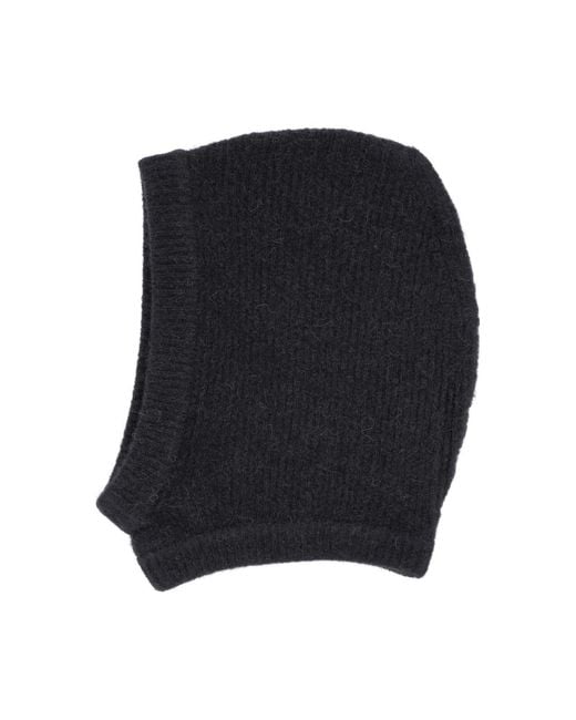 Rick Owens Black Ribbed-Knit Pull-On Balaclava Hat