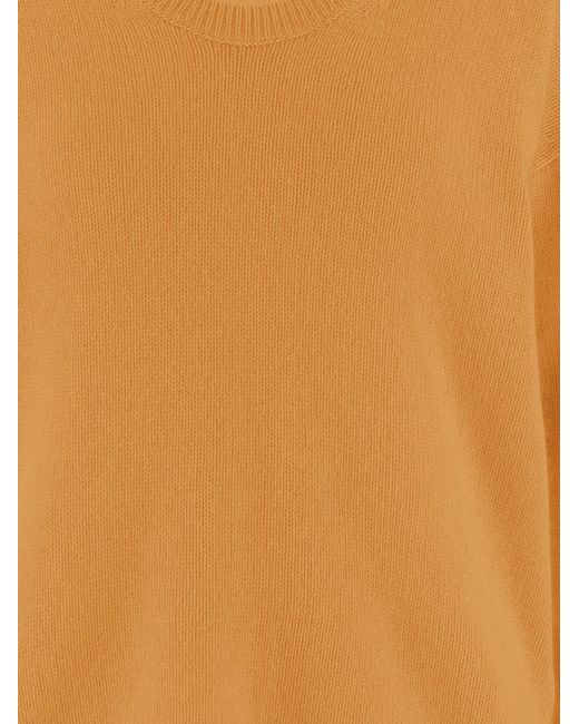Allude Orange V-Neck Cashmere Sweater
