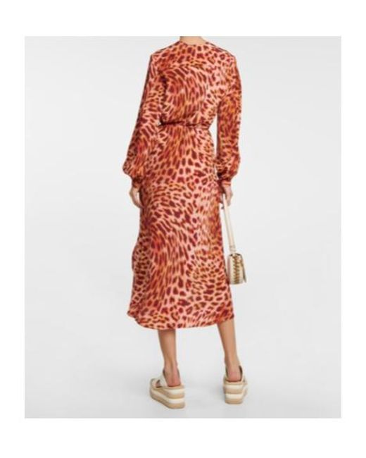 Stella McCartney Red Cheetah-Print Silk Maxi Dress