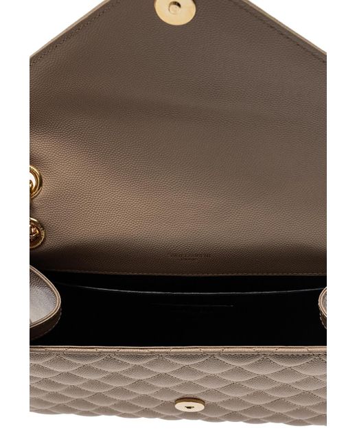Saint Laurent Natural Matelassé Envelope Medium Shoulder Bag