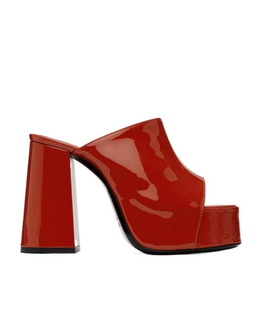 By Far Red Embossed High-Heeled Sandals