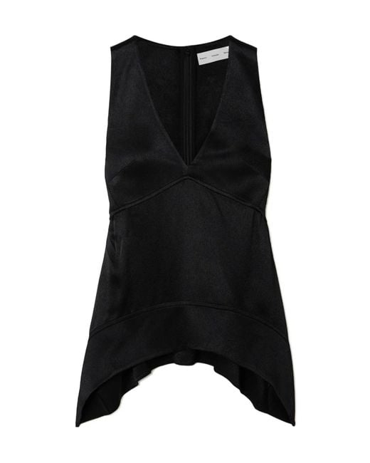 Proenza Schouler Black Liz Satin-Crepe Top