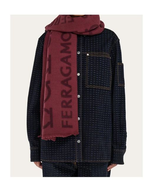 Ferragamo Red Ferragamo Logo Detailed Fringed Scarf
