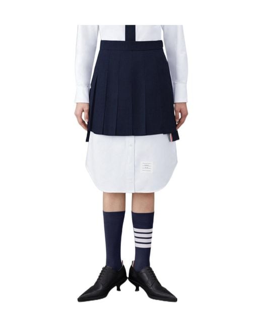 Thom Browne Blue Pleated Mini Skirt