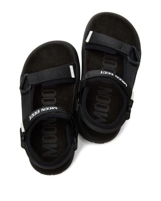 Moon Boot Black Logo-Strap Platform Sandals for men