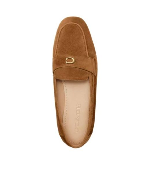COACH Brown Penny-Strap Loafers