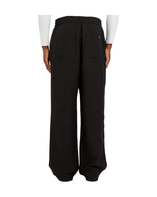 AMI Black Wide-Leg Woven Trousers for men