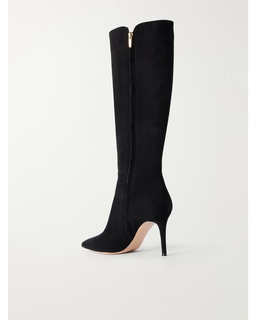 Gianvito Rossi Black Solid Suede Knee-High Boots