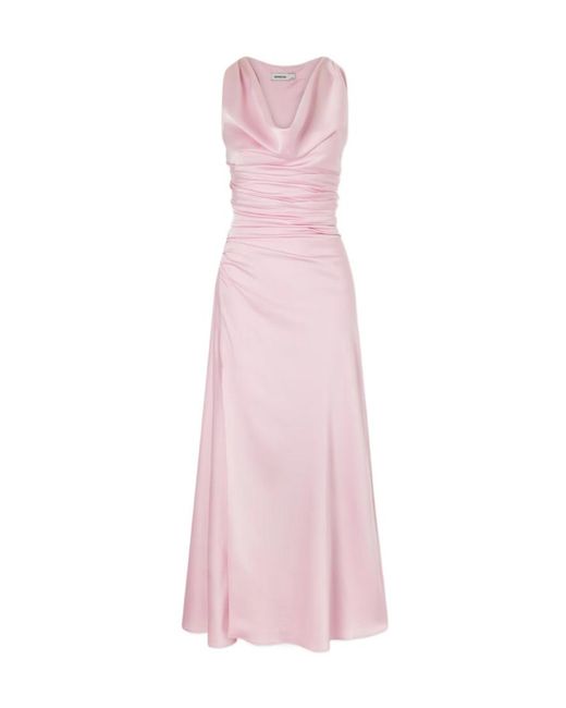 Jonathan Simkhai Pink Melaney Draped Gathered Satin Gown