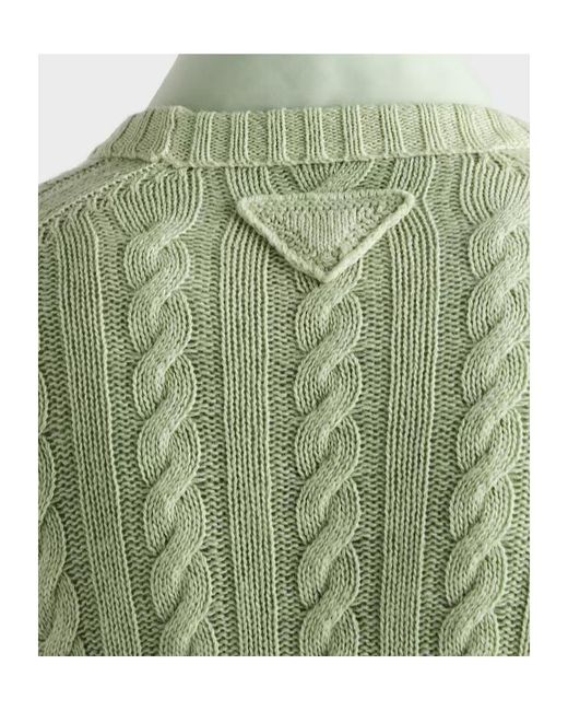 Prada Green Wool And Cashmere Crew-Neck Sweater for men
