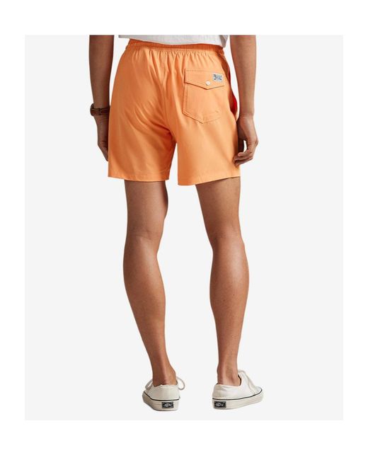 Ralph Lauren Orange Polo Traveller Classic Swimming Trunks for men