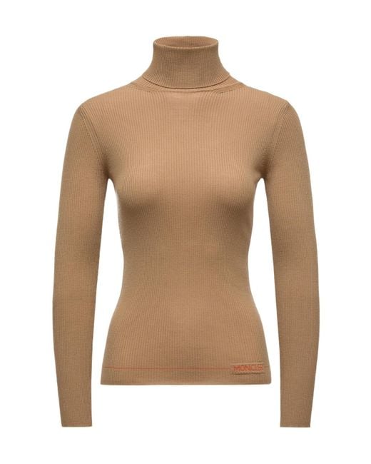 Moncler Brown Logo Wool Turtleneck Sweater