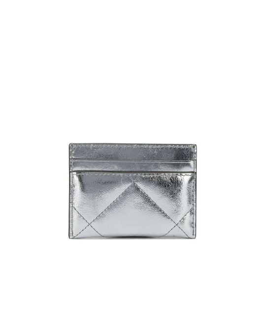 Tory Burch Gray Logo-Embellished Card Holder