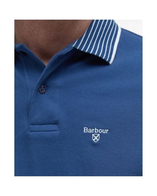 Barbour Blue Short-Sleeved Polo Shirt for men