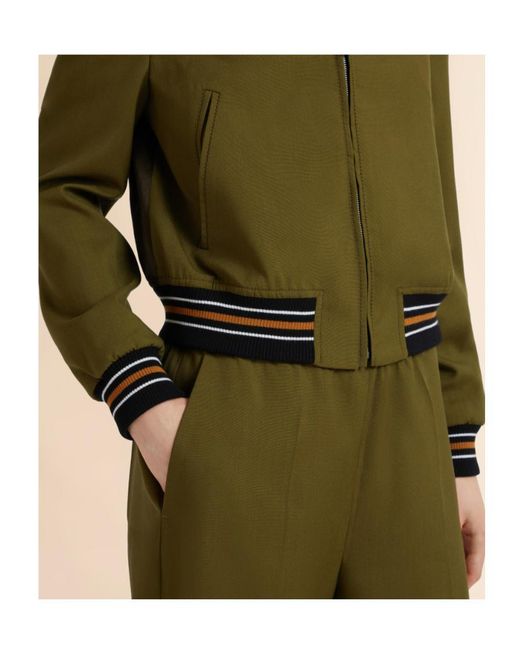 Marni Green Logo Patch Zipped Bomber Jacket