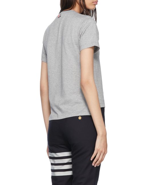 Thom Browne Gray Logo Patch Crewneck T-Shirt