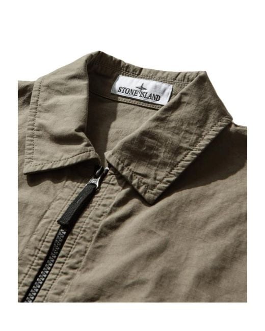 Stone Island Green Comfort-Fit Zipper-Up Overshirt for men