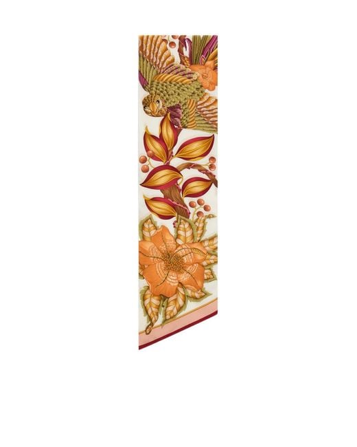 Ferragamo White Parrots Print Bandeau Scarf