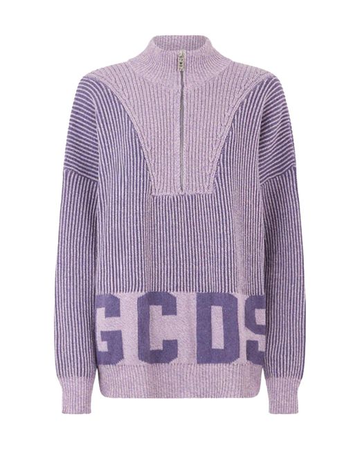 Gcds Purple Half-Zip Jumper